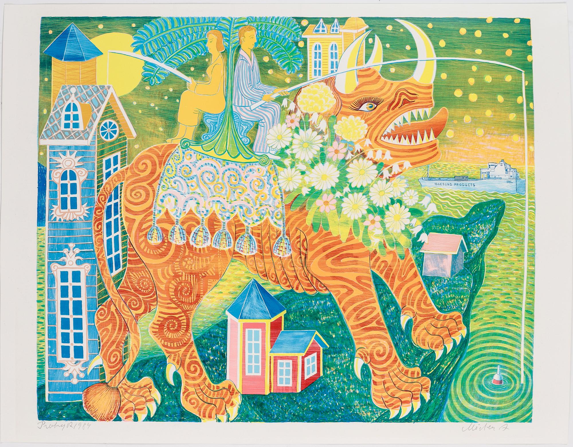 MÅRTEN ANDERSSON, 4st färglitografier, signerade, provtryck, daterade 1983 resp 1986.