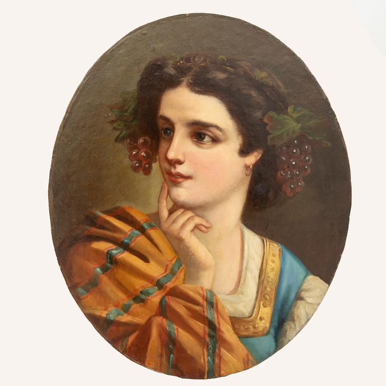 Okänd konstnär 1800/1900-tal , Ung kvinna med druvor.