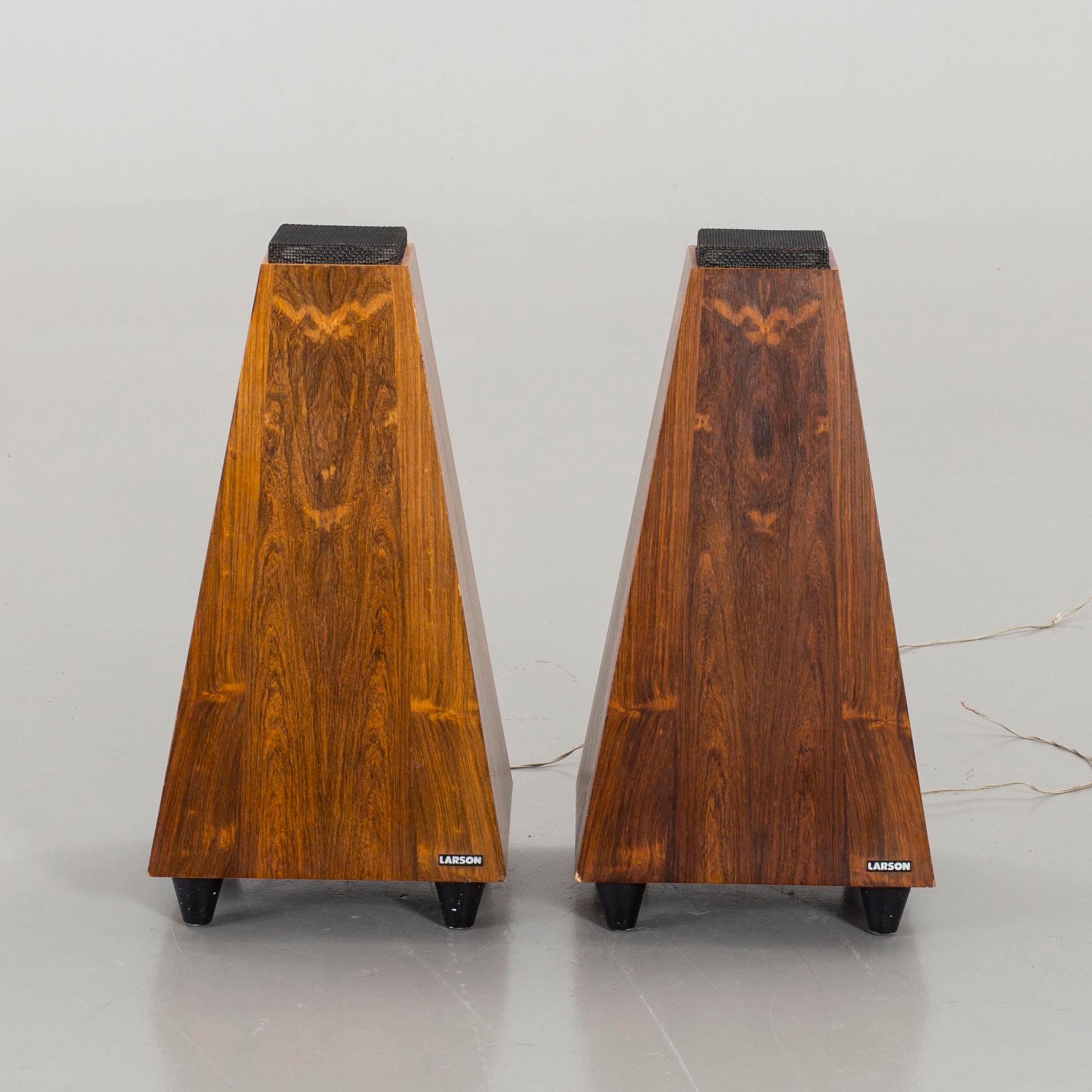 TWO SPEAKERS, "Pyramid" by Larson, 1970s. CITES-certificate.