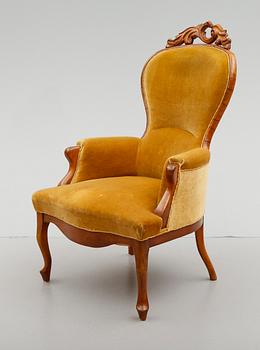 FÅTÖLJ, nyrokoko, 1800-talets andra hälft.