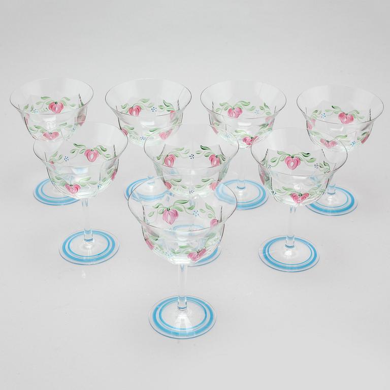 eight champage glasses, "Maja", Orrefors.