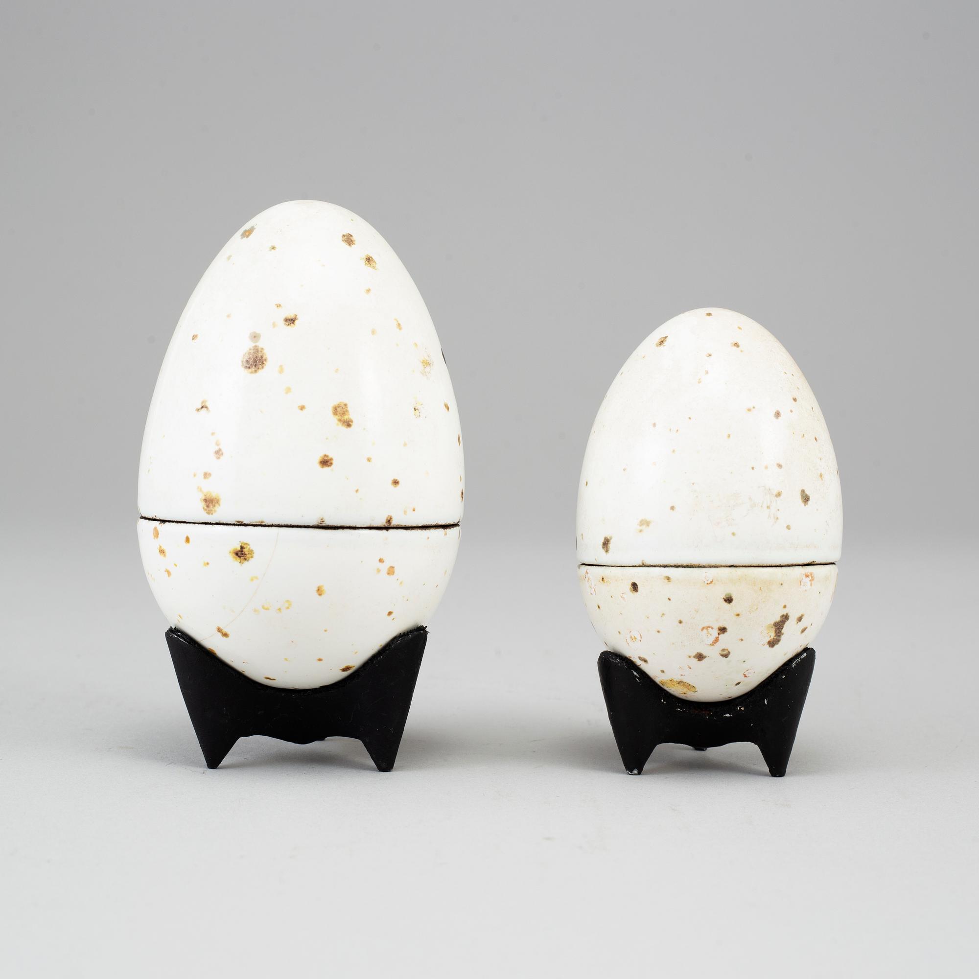 Hans Hedberg, HANS HEDBERG, two faience sculptures of eggs, Biot, France.