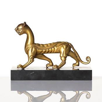 An elegant gilt bronze sculpture of a tiger, Six dynasties, or earlier.