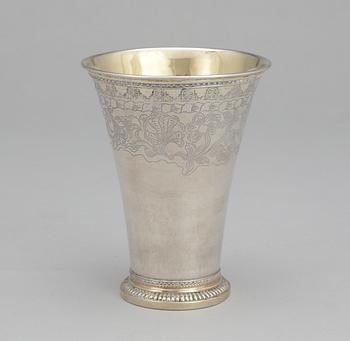 A Swedish 18th century silver beaker, marks of Lorens Stabeus, Stockholm 1749.