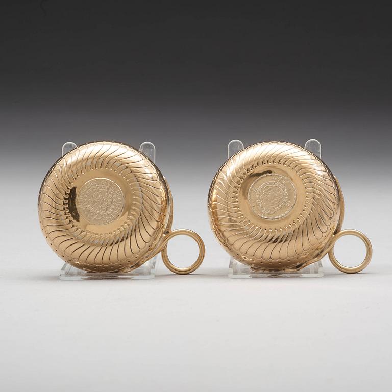 Two Swedish mid 20th century silver-gilt "tasse de vin", marked Stockholm 1936 and 1944.