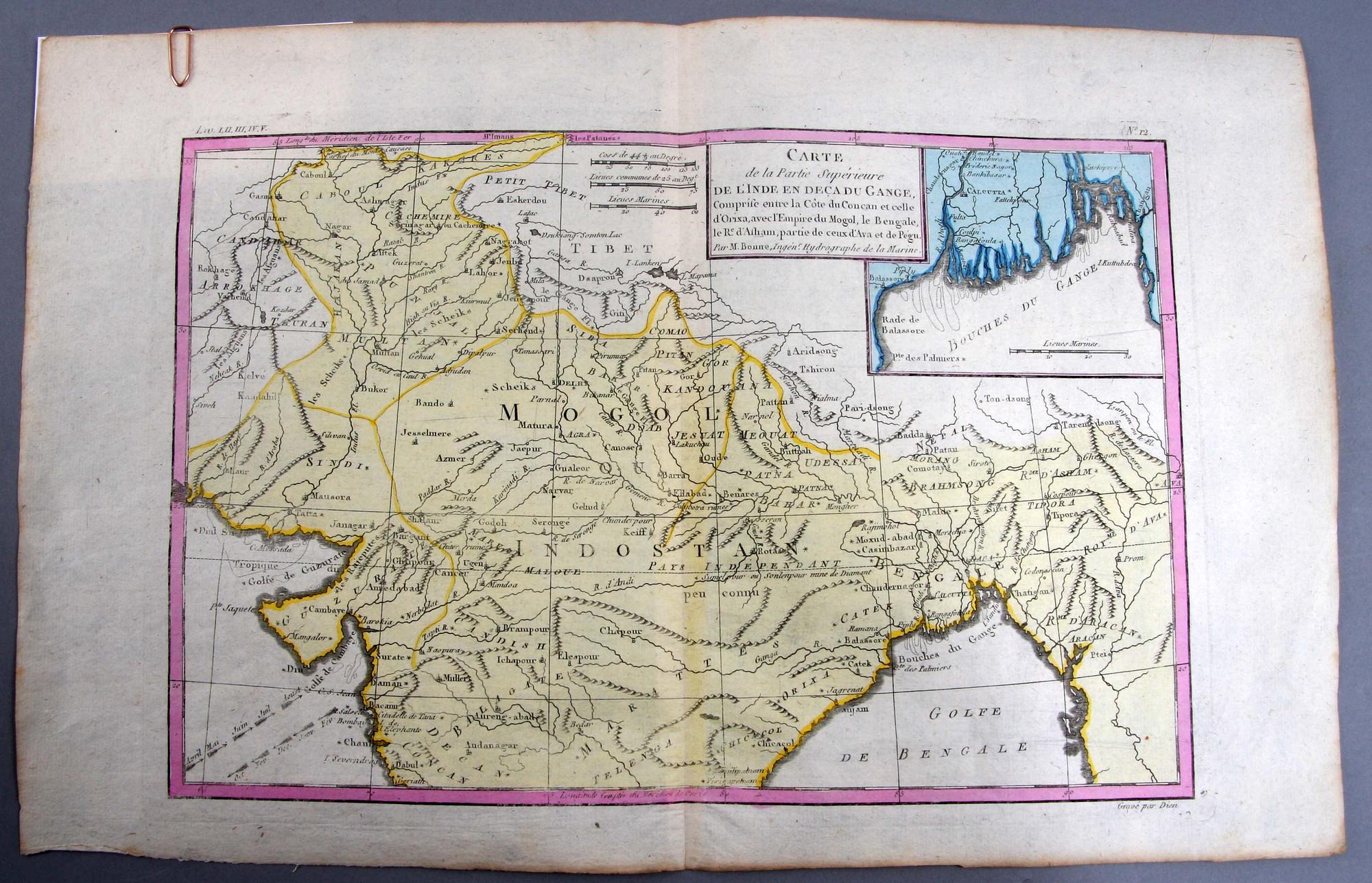 KARTOR, Indien/Ceylon resp norra Indien, 2 st, Bonne 1780.