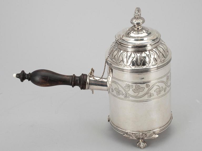 KAFFEKANNA, silver, Daniel Hallman, Stockholm 1809. Vikt 809 g.