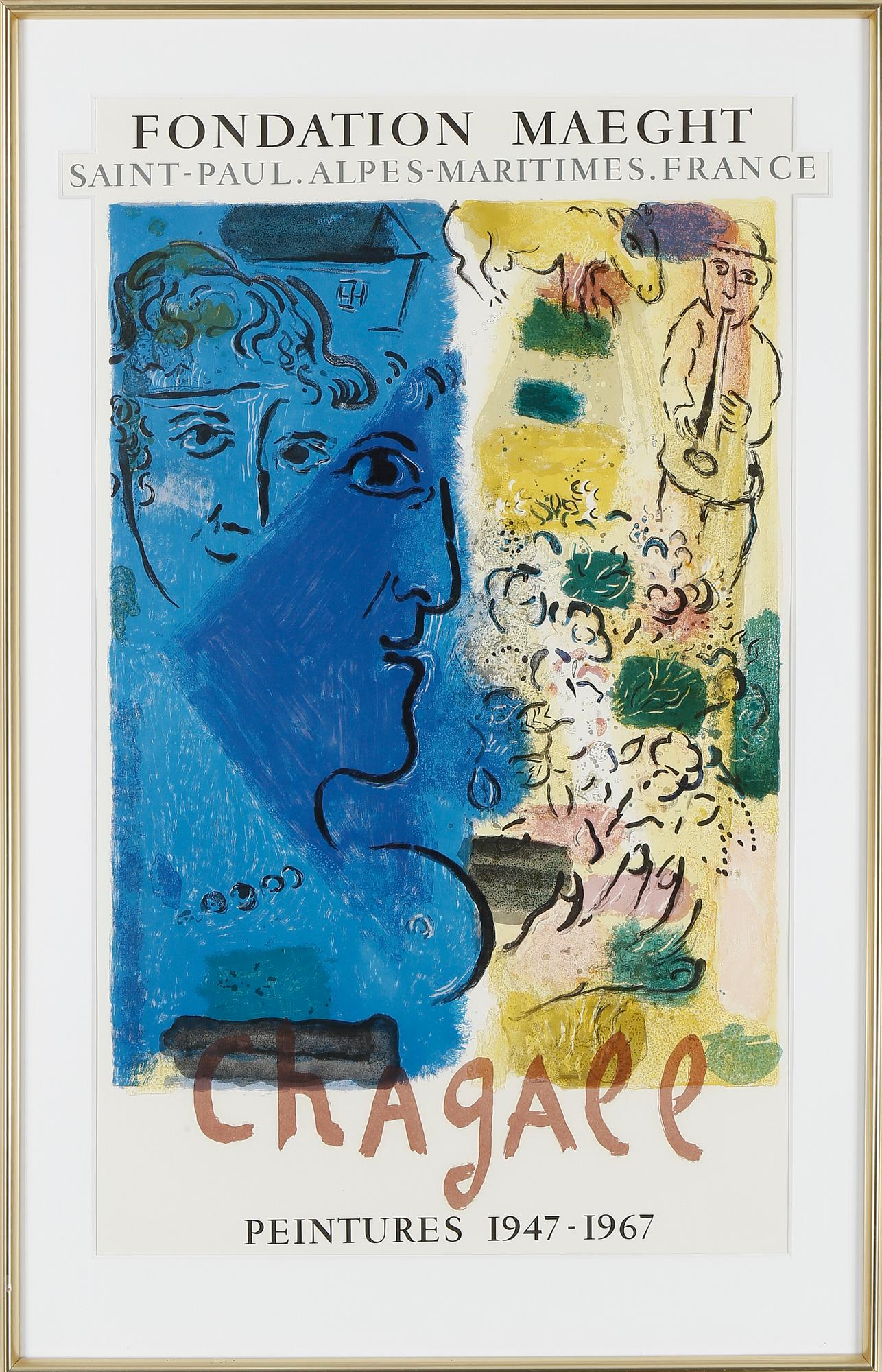 MARC CHAGALL, efter, litografisk affisch, Fondation Maeght.
