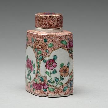 A famille rose tea caddy, Qing dynasty, Qianlong (1736-95).