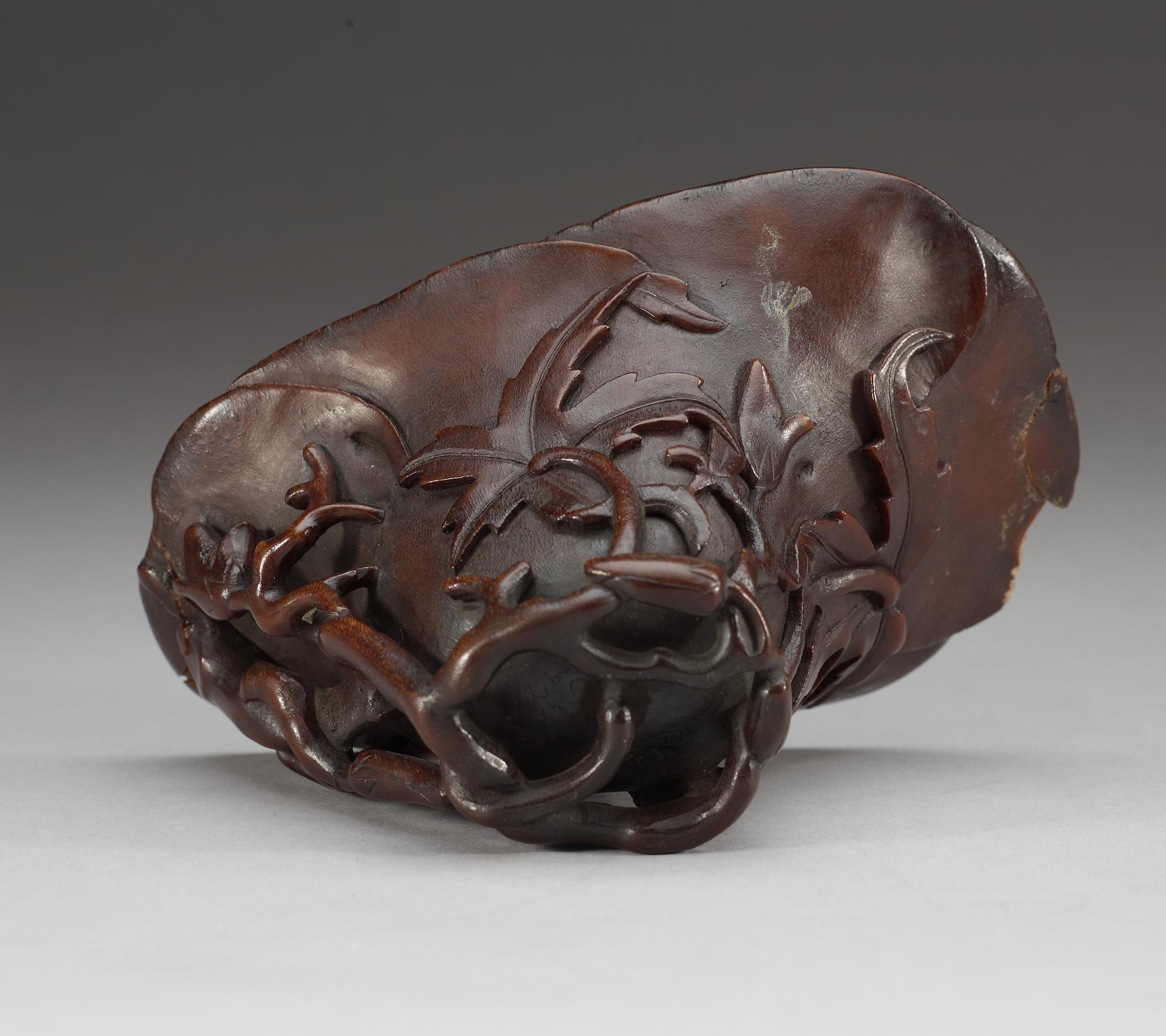 A rhinoserous libation cup, Qing dynasty, Kangxi (1662-1722).