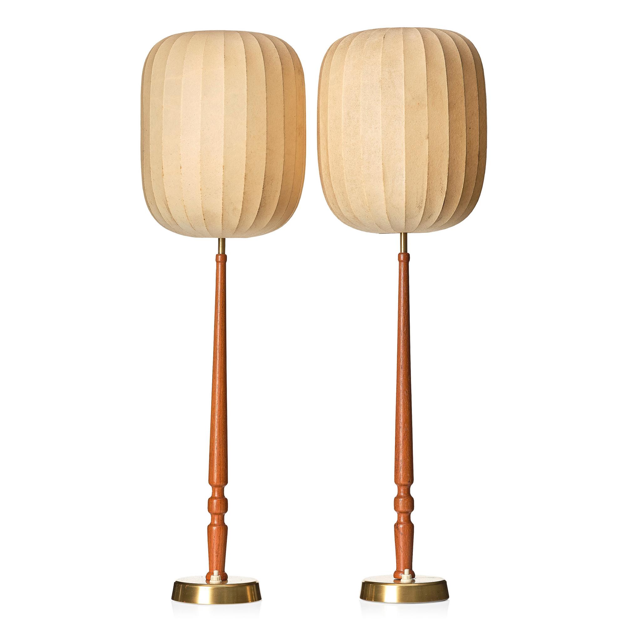 Hans Bergström, a pair of table lamps, model "743", ateljé Lyktan, Sweden, 1940-50s.