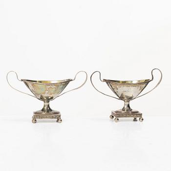 A pair of Swedish Empire silver salt cellars, mark of Nils Tornberg, Linköping 1814.