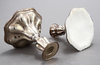 LJUSSTAKAR, ett par, silver, C G Hallberg, Stockholm, 1936.