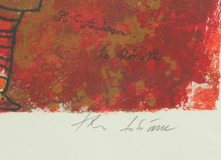 THEO TOBIASSE, färglitografi, sign o numr 146/350. Ur mappen "Un Hommage a H.C Andersen", utgiven av Galerie Börjeson.