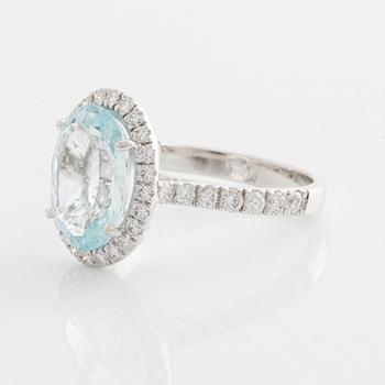 Ring, with aquamarine and brilliant-cut diamonds.