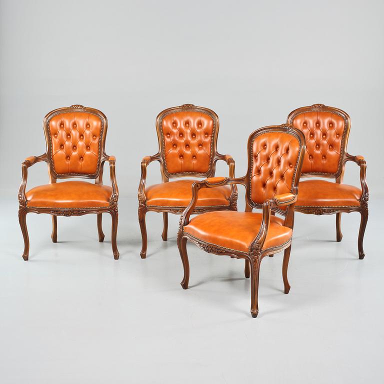 KARMSTOLAR, 4 st, rokokostil, 1900-tal.