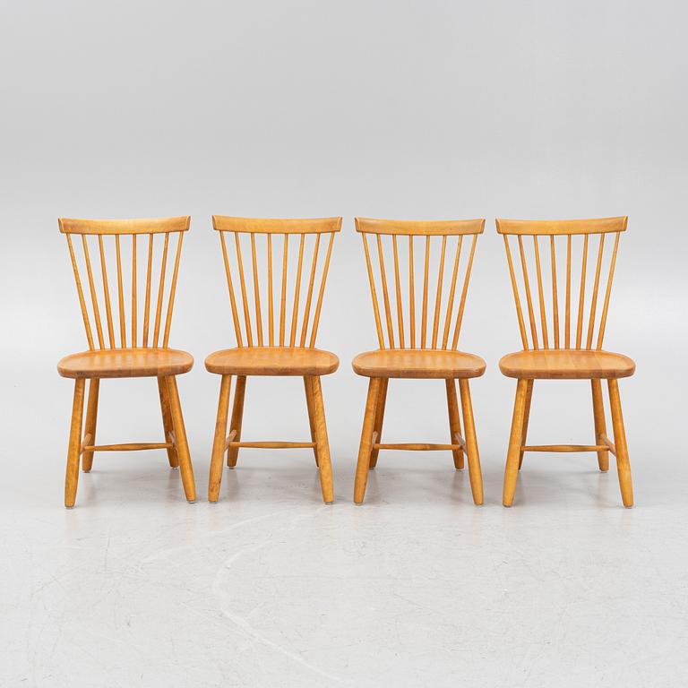 Carl Malmsten, four birch 'Lilla Åland' chairs from Stolab dated 1996.