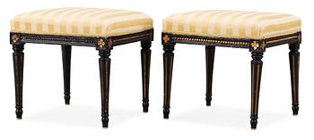 459. A pair of Gustavian stools by M Lundberg, master 1775.