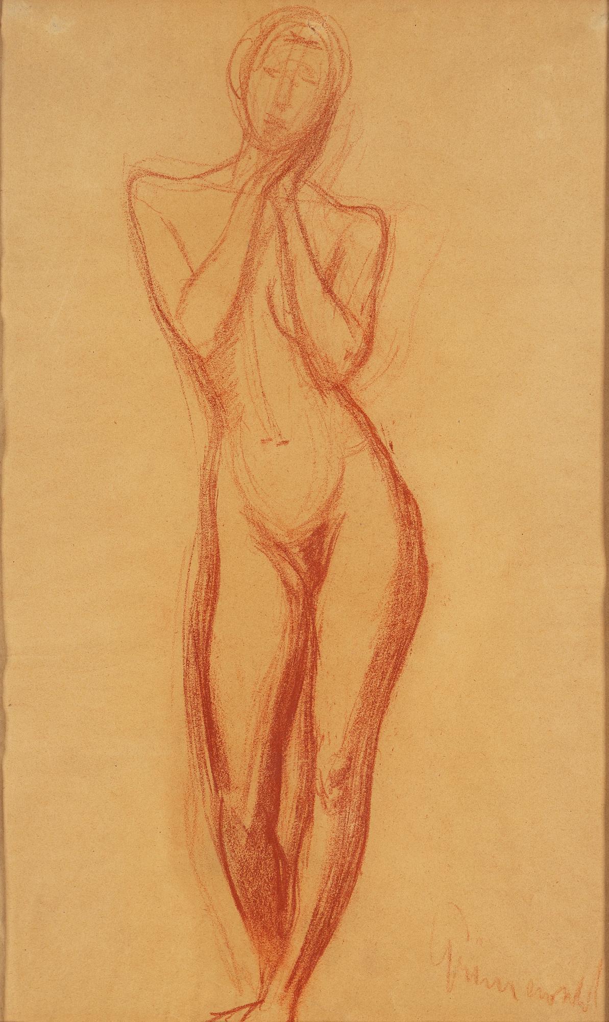 ISAAC GRÜNEWALD, red crayon on paper, signed Grünewald.