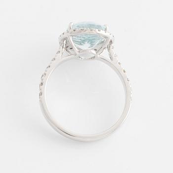 Ring, with aquamarine and brilliant-cut diamonds.