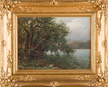 Berndt Lindholm, A Man by the Forest lake.