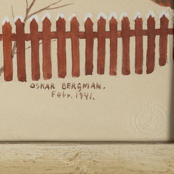 Oskar Bergman, akvarell & täckvitt, signerad och daterad Febr. 1941.