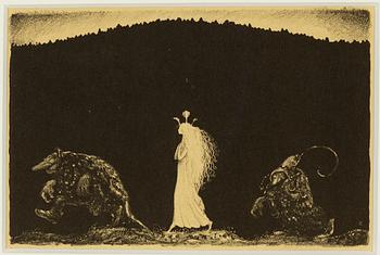 John Bauer, lithograph, from "Troll", 1915. Signed B in the print.