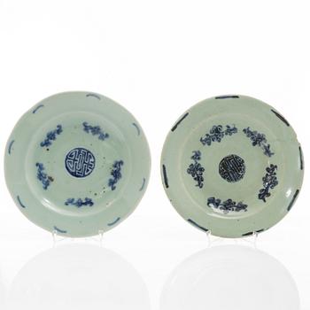 Tallrikar, 10 st, porslin, Kina, 1800-tal.