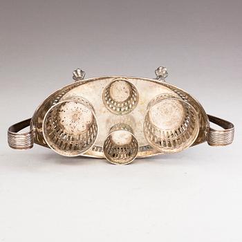 PEHR ZETHELIUS, A cruet stand in silver and cut glass, Stockholm, Sweden 1796.