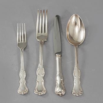 BESTICKSERVIS, 47 delar, silver, "Prins Albert", GAB samt C G Hallberg, 1900-talets andra hälft, total vikt ca 1910 g.