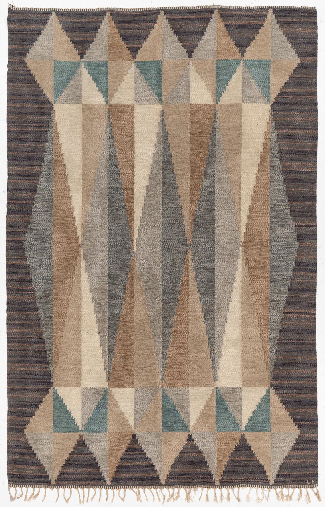 Ulla Parkdal, a flat weave carpat, c.. 304 x 196 cm, signed UP.