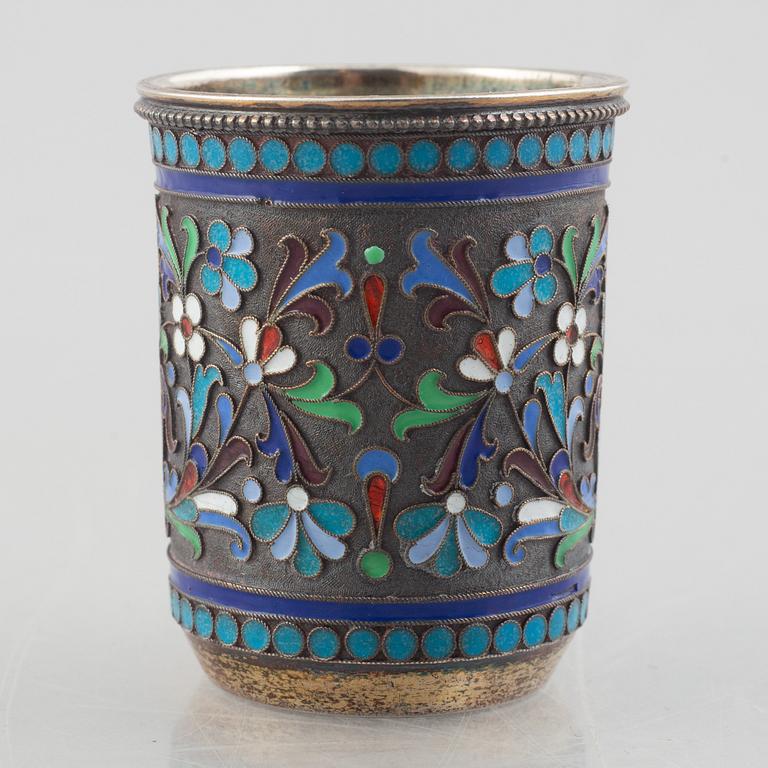 A Russian silver and enamel cup, Moscow 1892.