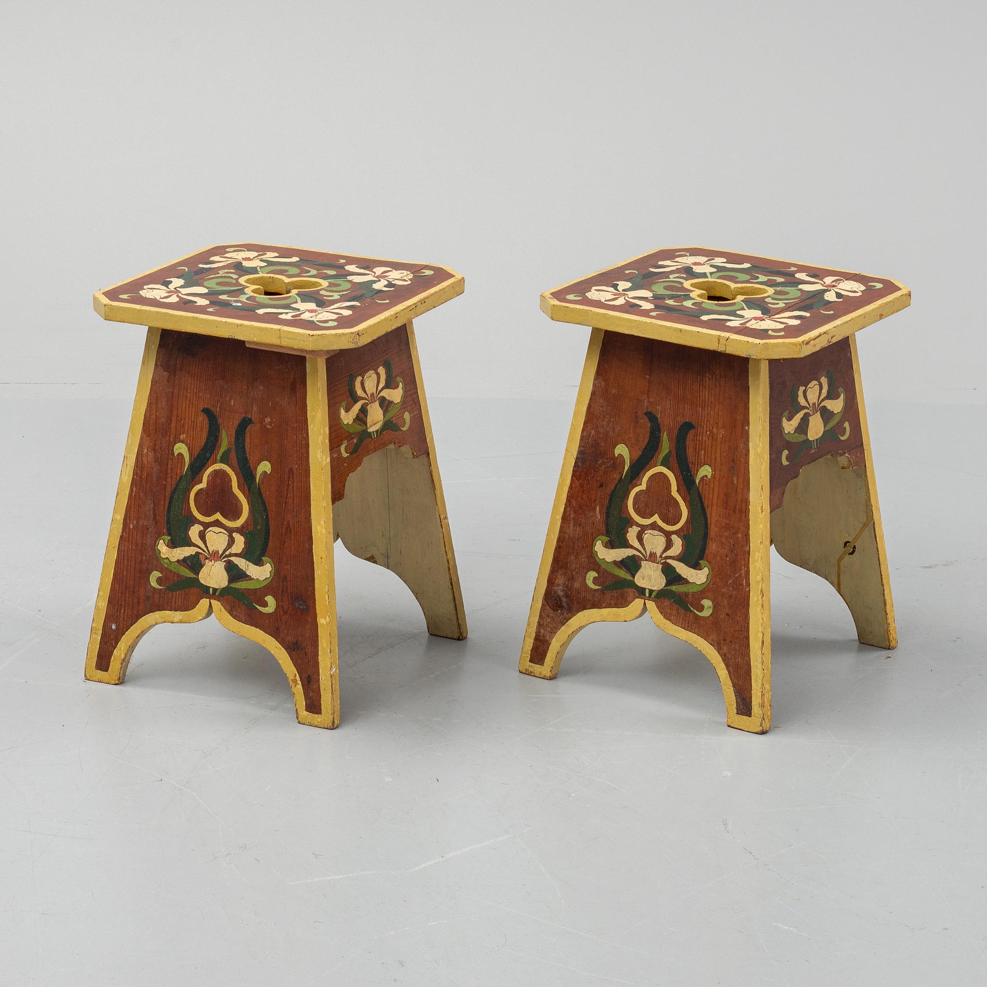 A pair of early 20th century stools.