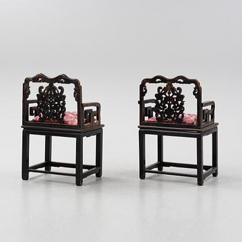 A pair of Chinese chairs, Qing dynasty, 19th Century.