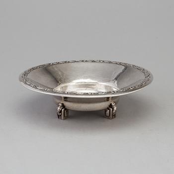 A Norwegian Art Nouveau silver 830/1000 bowl on four square feet, maker's mark Thune, Oslo, early 20th century.