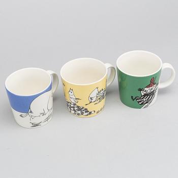 Three Arabia Moomin Characters porcelain Moomin cups, 1990's.