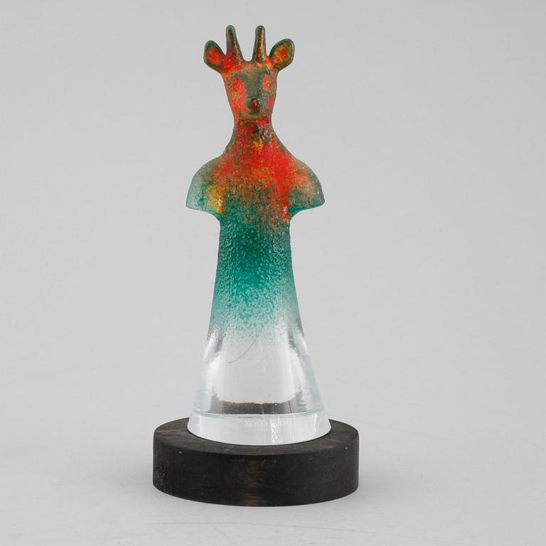 KJELL ENGMAN, skulptur, glas, signerad, Kosta Boda.