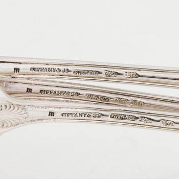 Tiffany & Co, Kala-aterimia, 10 kpl, sterlinghopea, "Palm Pattern", 1900-luvun alkupuoli.