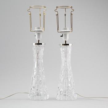 BORDSLAMPOR, 1 par, glas, Carl Fagerlund, Orrefors.