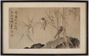 A watercolour and ink on paper signed  张士宝 Zhang Shibao (1805-1878).