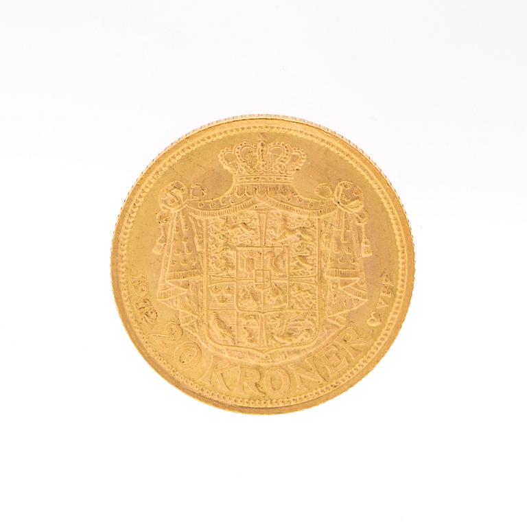 Gold coin 20kr Frederik VIII, Denmark 1912.