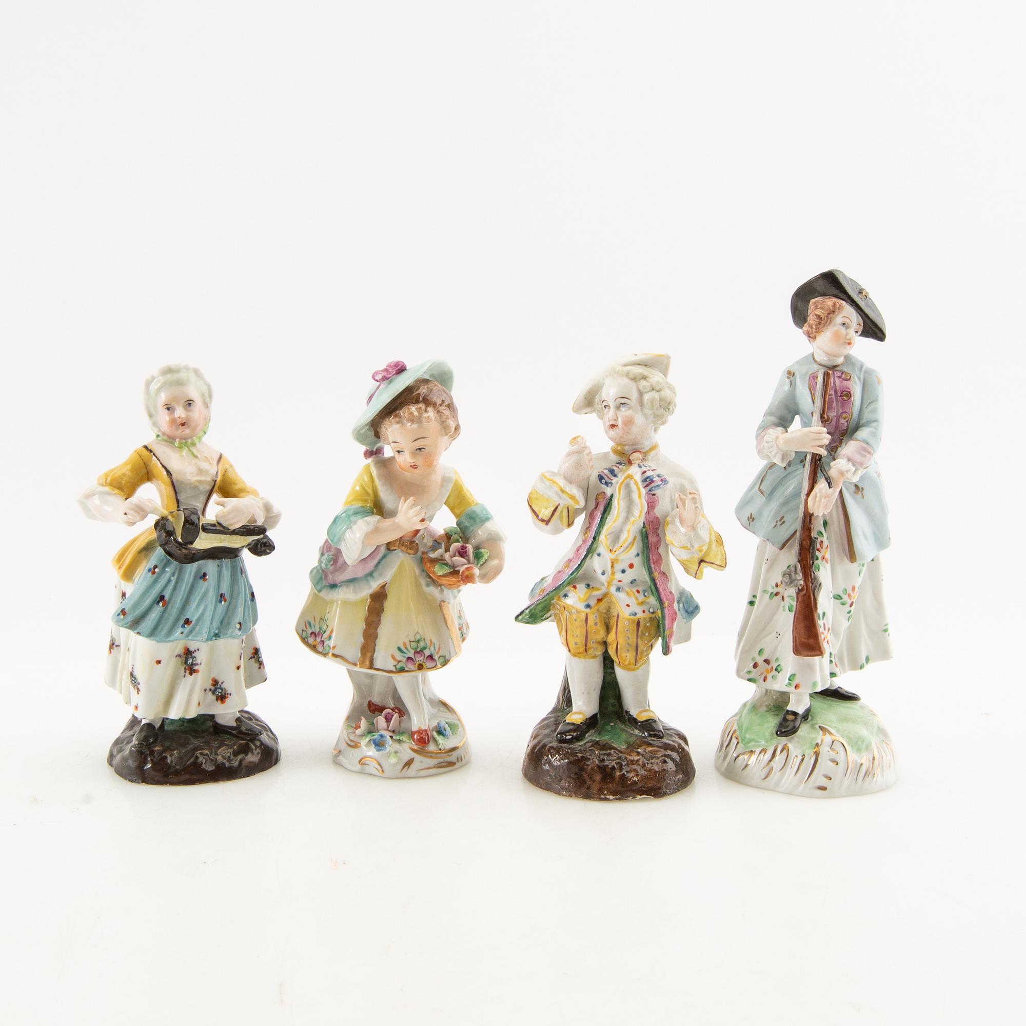 Figurines 8 pcs including Dresden/Sitzendorf Germany first half of the 20th century porcelain.