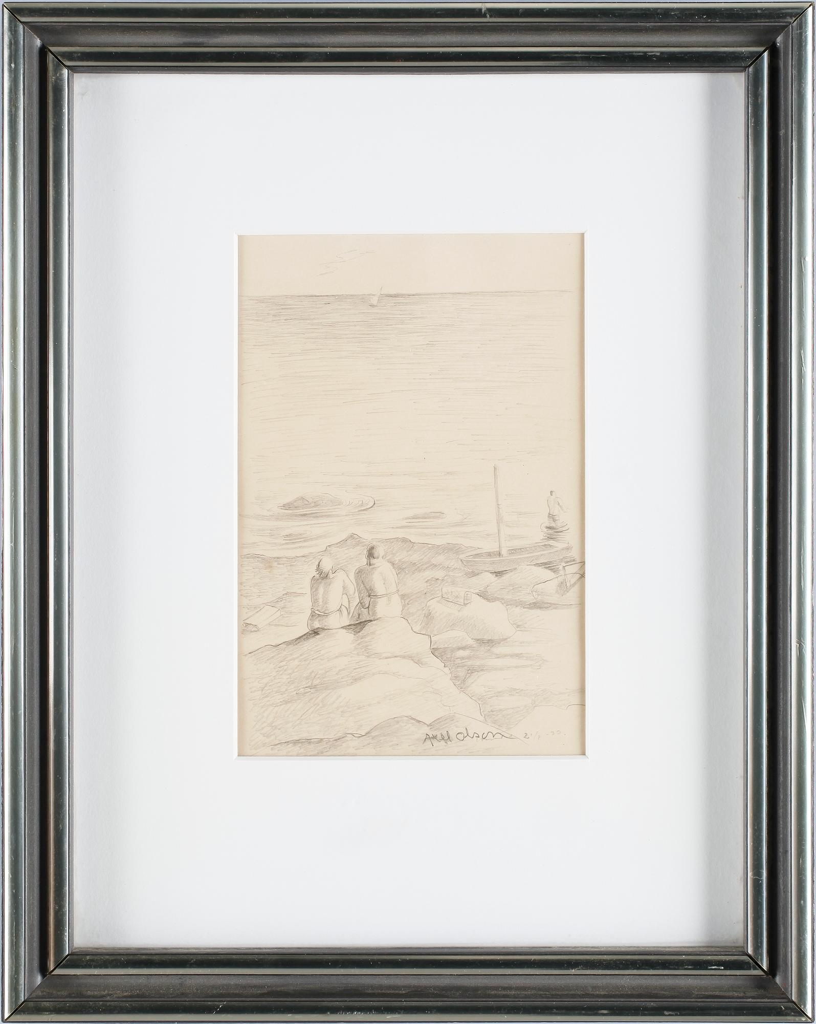 AXEL OLSON, blyertsteckning, ett par, sign och dat -33.