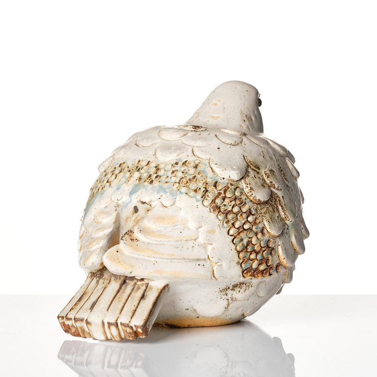 Tyra Lundgren, a chamotte stoneware sculpture of a pigeon, Sweden mid 20th century.