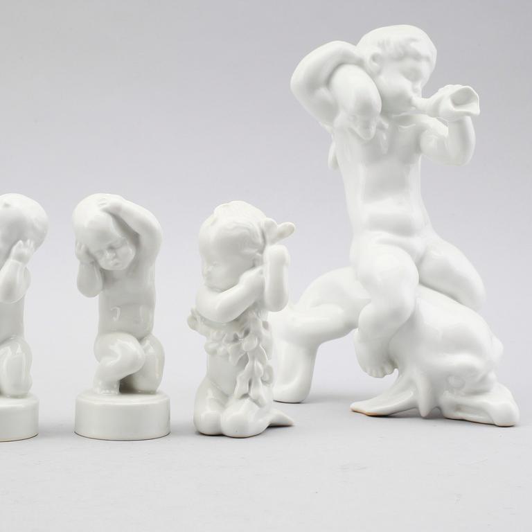 FIGURINER, 8 delar, porslin, Svend Lindhart, Bing & Gröndahl, Danmark.