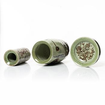 Carl-Harry Stålhane, two stoneware vases and a bowl. Rörstrand.