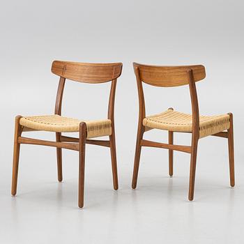Hans J. Wegner, Six "Spisestolen" chairs/CH23, Carl Hansen & Søn, Denmark, contemporary production.