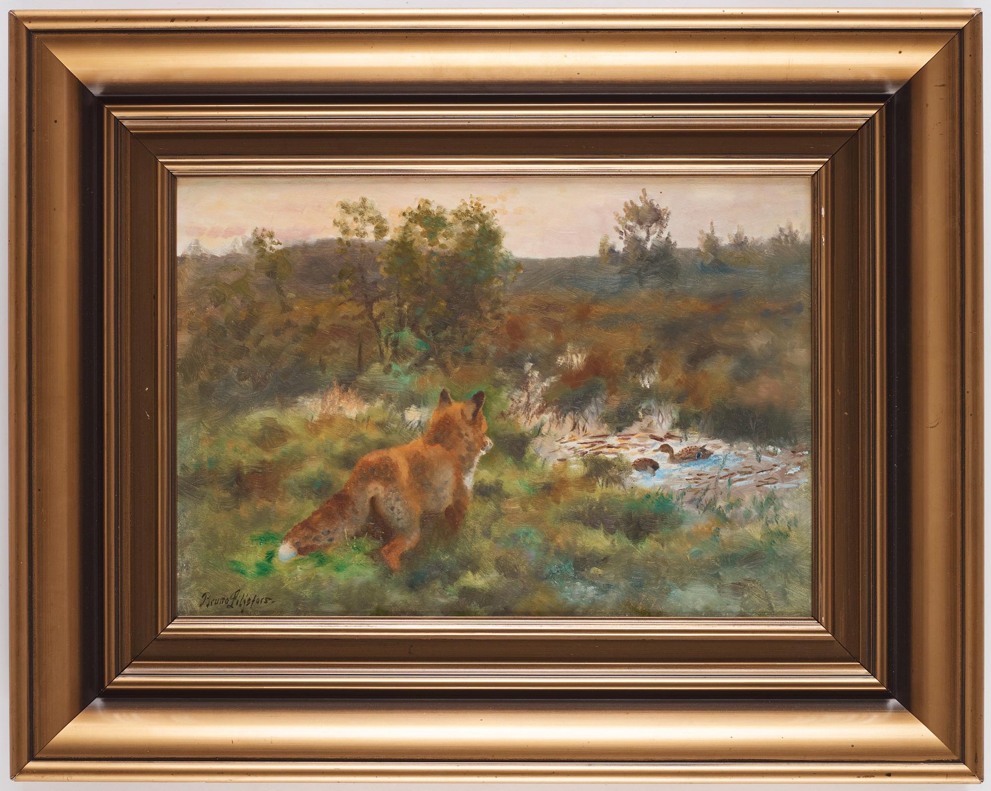Bruno Liljefors, Fox and Mallards in a Summer Landscape.
