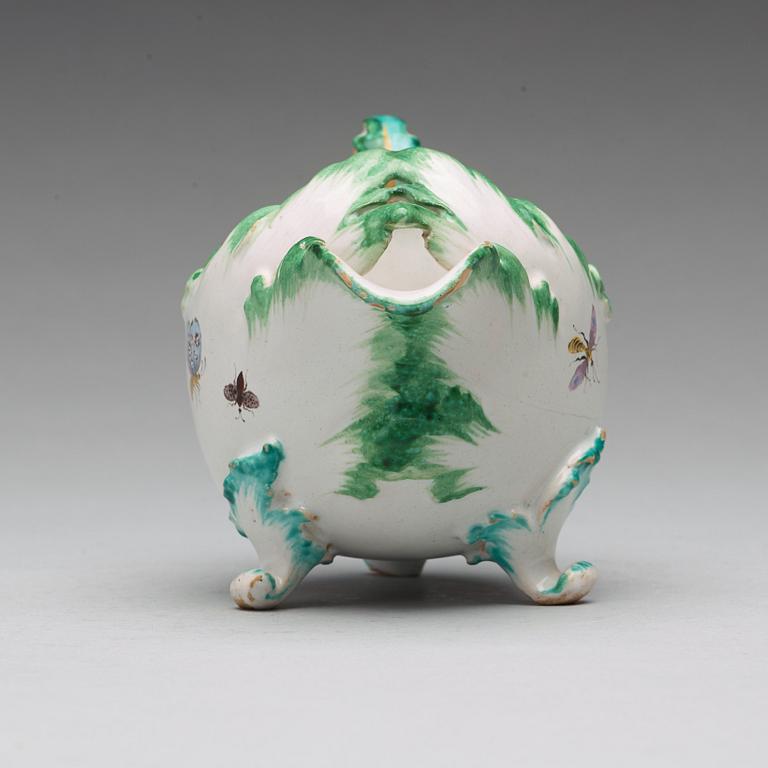 A Swedish faience Rörstrand sauce boat, 18th Century.