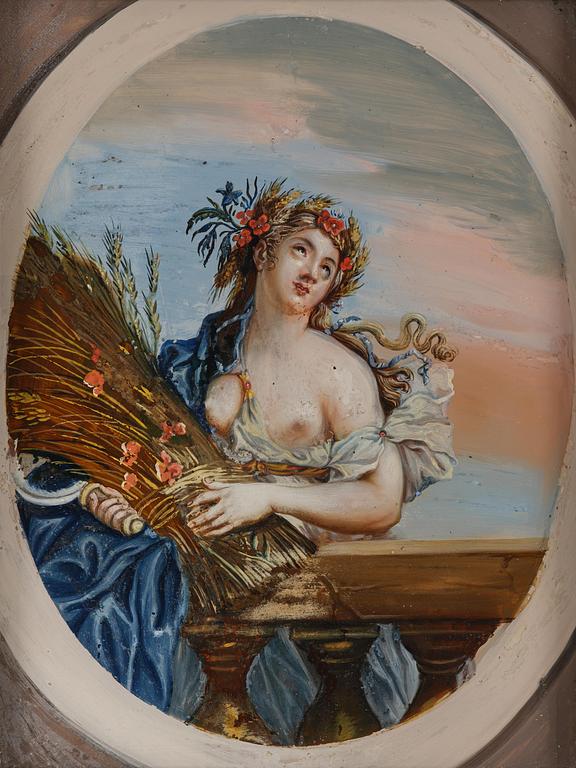 Glasmålningar, ett par, 1800-talets första hälft.